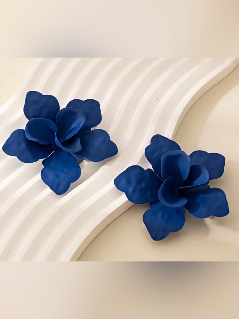 Large Blue Flower Earrings